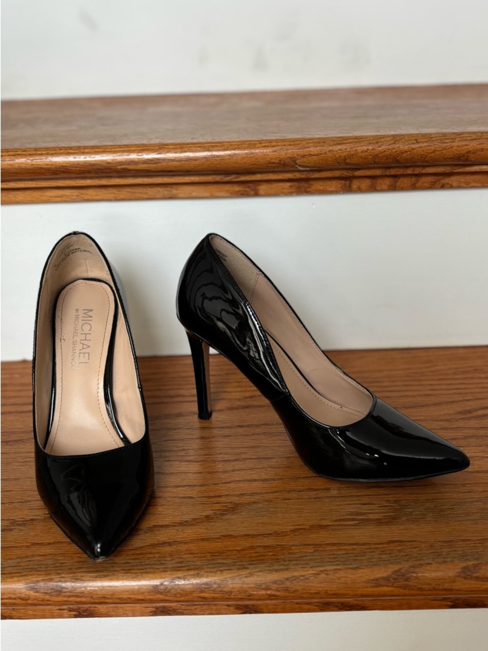 MICHAEL Michael Shannon Black Patent Leather Pointed-Toe Pumps